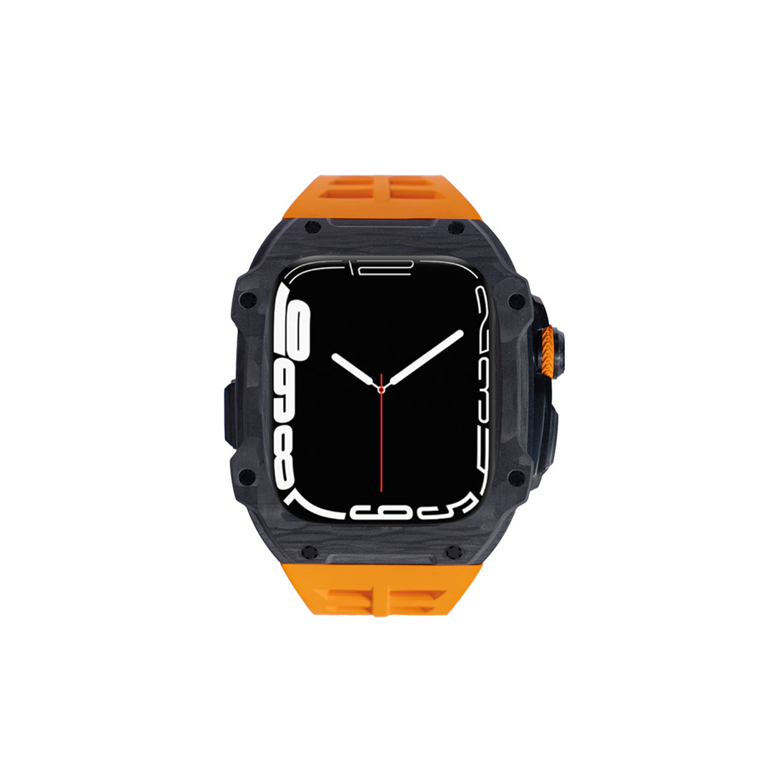 Ultra carbon titanium casing with orange rubber strap