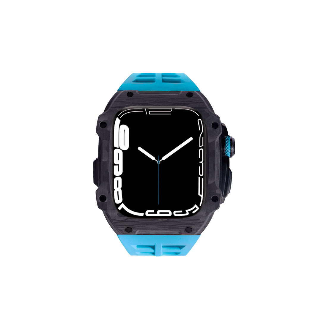 Ultra carbon titanium casing with blue rubber strap