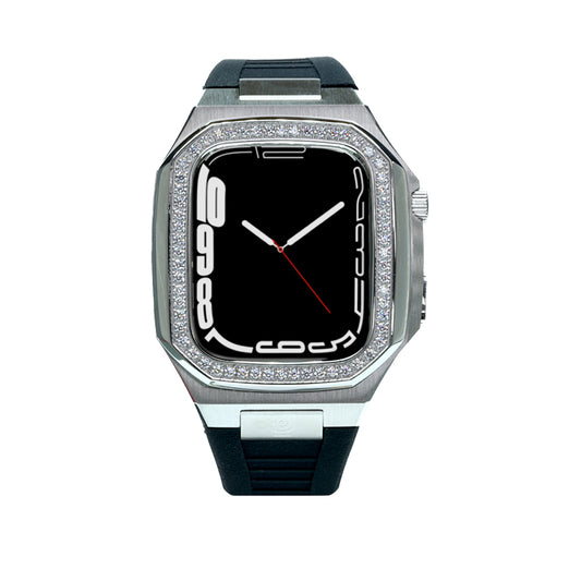 AP Stainless Steel, Swarovski Bezel with Black Rubber Strap