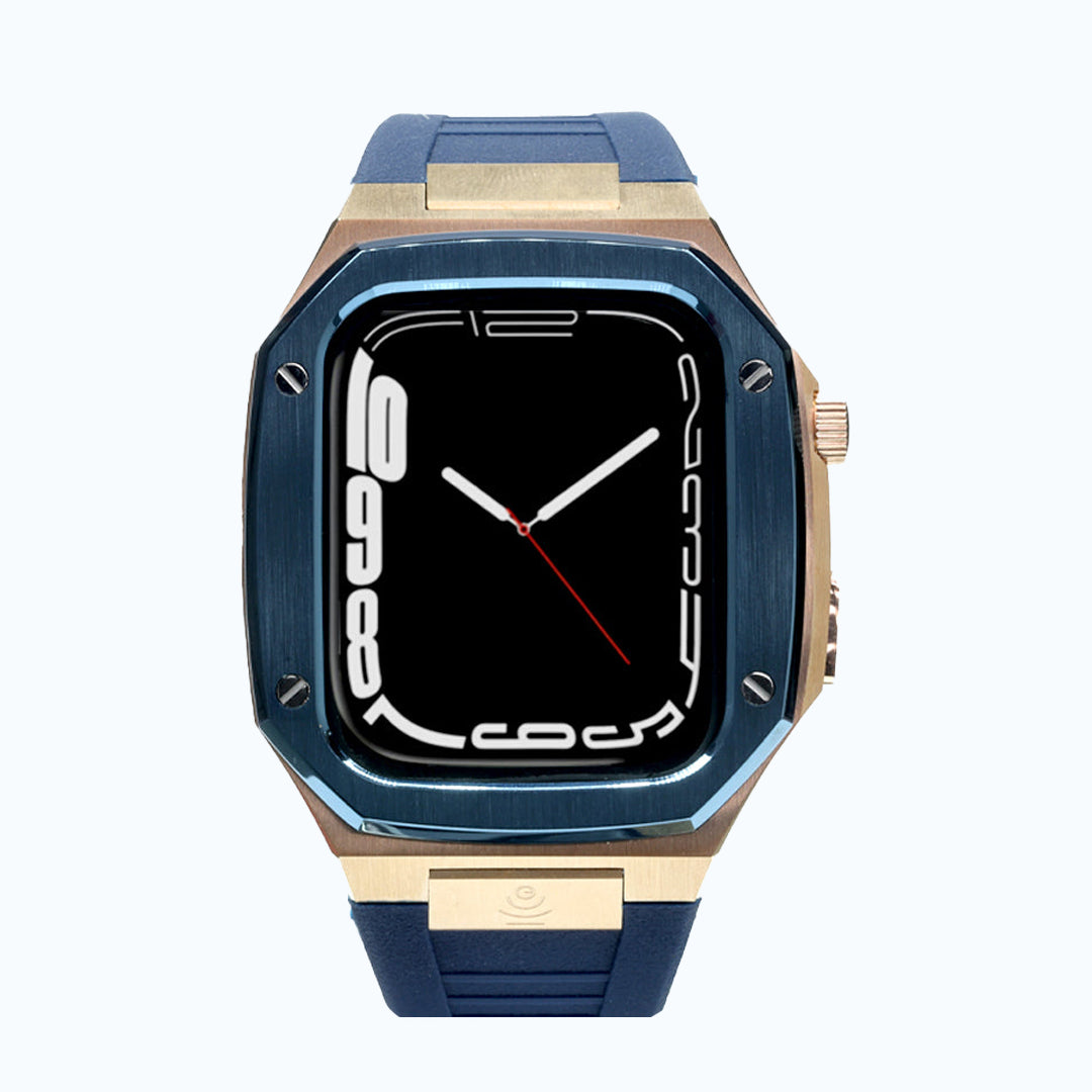 AP Rose Gold, Blue Bezel with Blue Rubber Strap