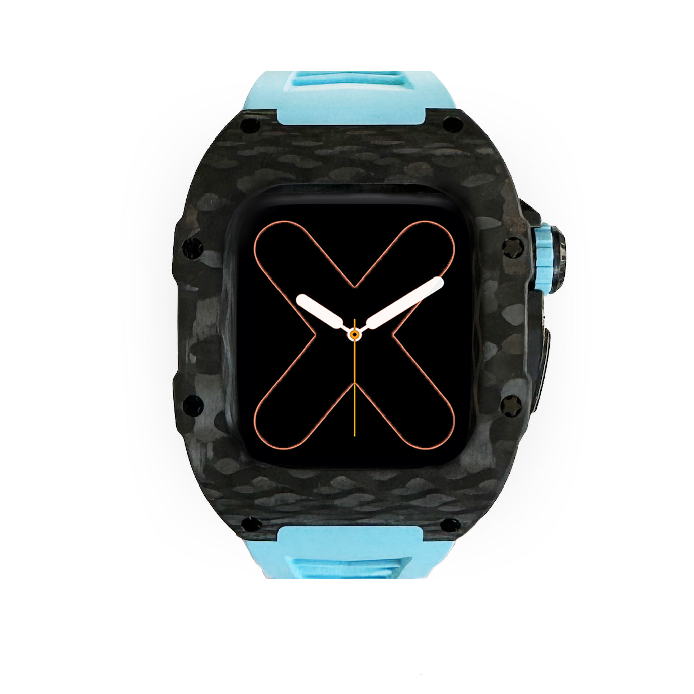 RM Carbon Apple Watch Case with Blue Rubber Strap