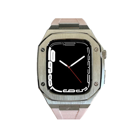 AP Stainless Steel, with Pink Rubber Strap